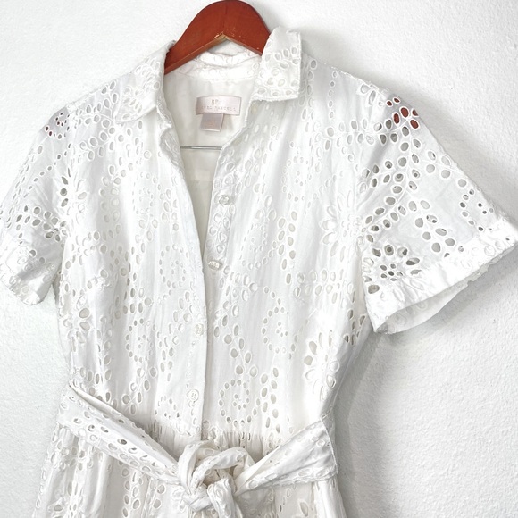 RACHEL PARCELL White Tiered Eyelet Button Up Dress Size Small - Picture 5 of 15